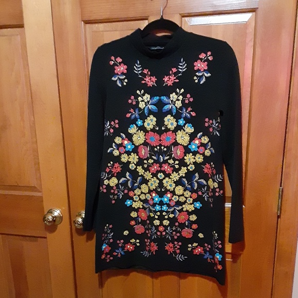 Zara Dresses & Skirts - Zara Multi-Colored Embroidered Floral Mini Dress